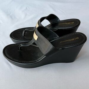 BCBGeneration Black Wedge Sandals
